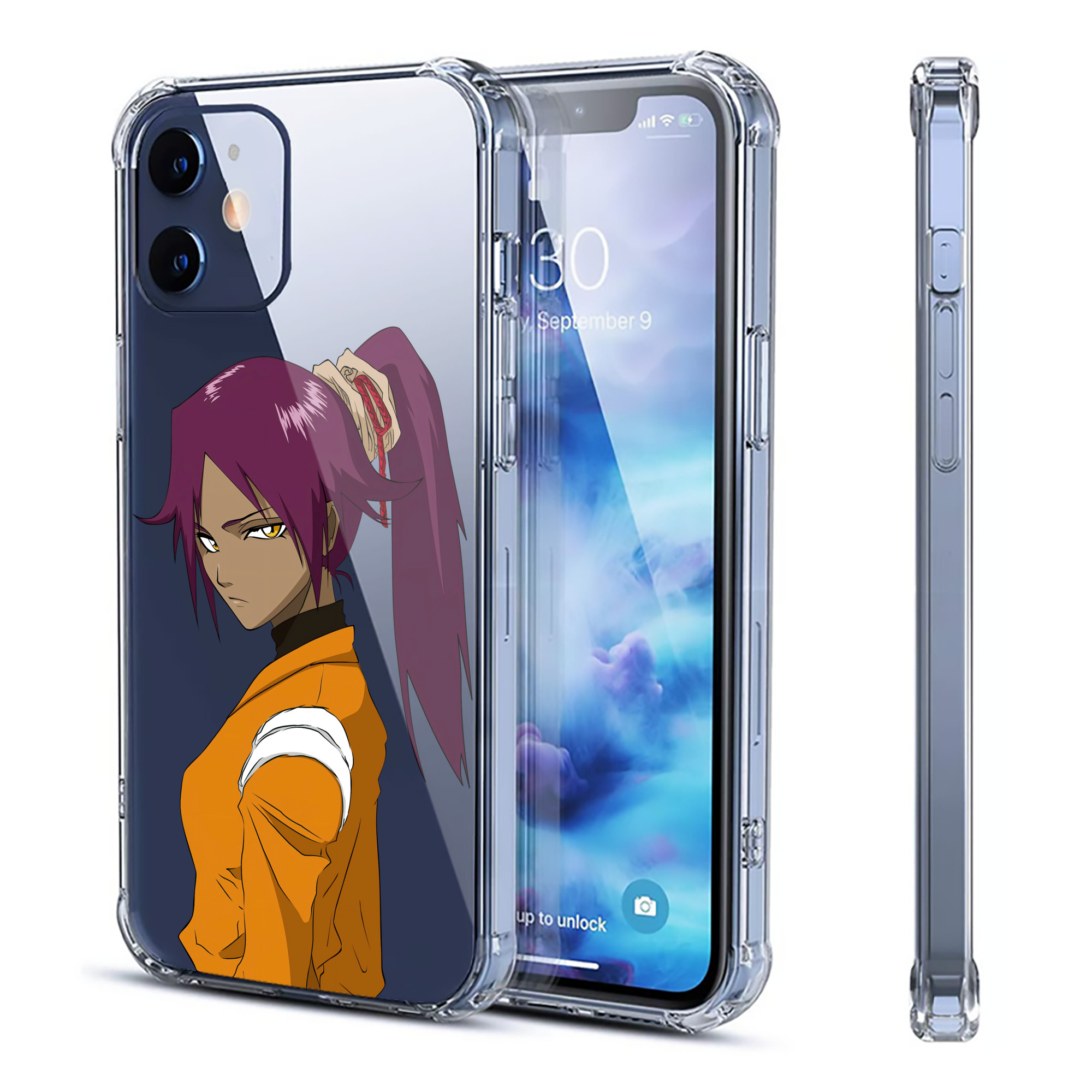 （画像用） ブリーチ 四楓院 夜一（しほういん よるいち） BLEACH Shihouin Yoruichi 【iPhone 12シリーズ対応】透明スマホケース（クリアソフトケース）